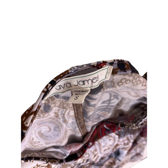 Y2K Floral Paisley Velvet Tie-Front Blouse Women’s Size Small Vintage Boho Retro - Picture 4 of 6